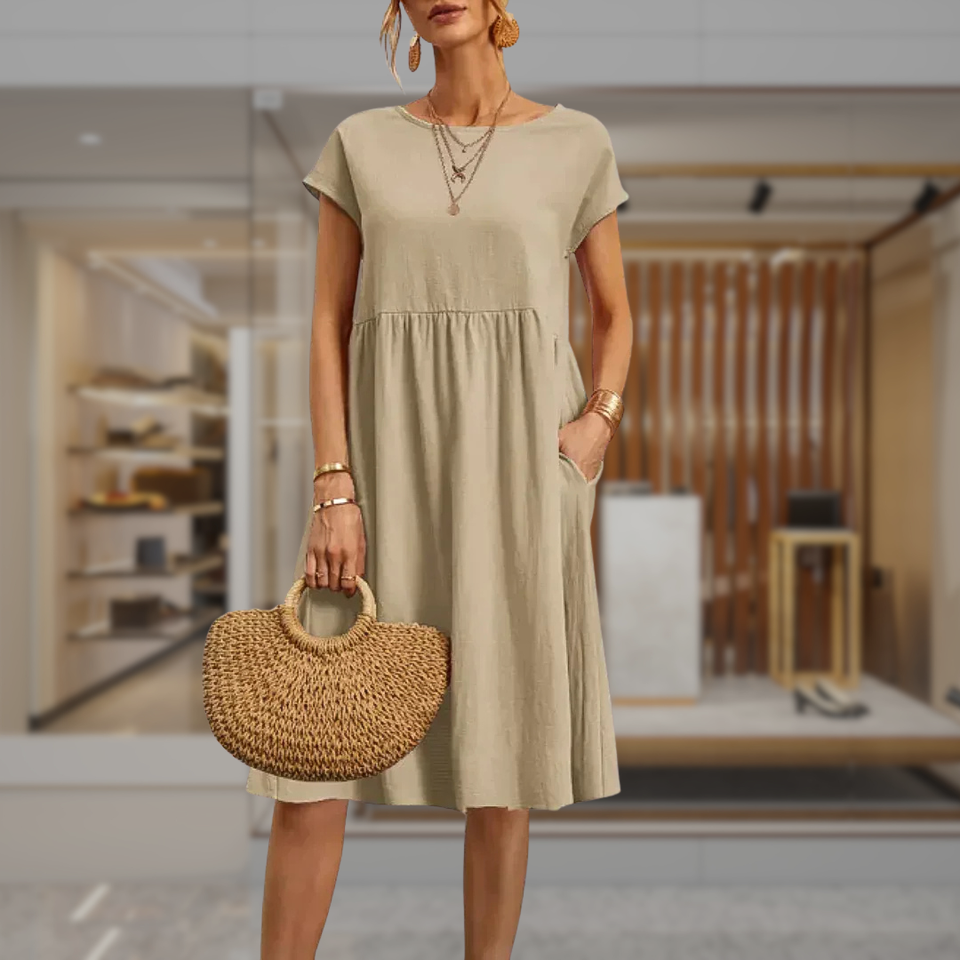 Women’s Linen Empire Waist Midi Dress | Megan