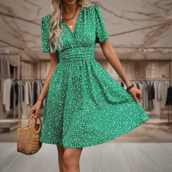 Women’s Floral V Neck Midi Dress | Cindy