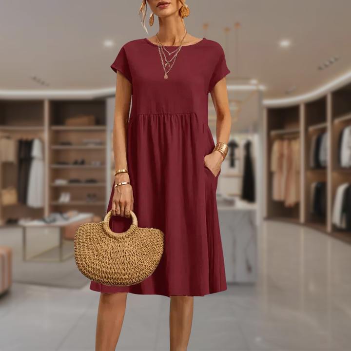 Women’s Linen Empire Waist Midi Dress | Megan