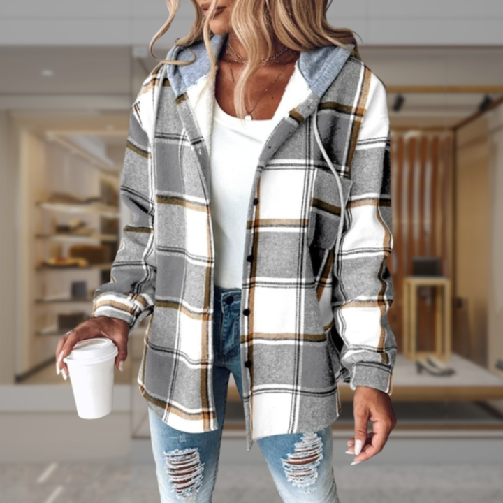 Women’s Hooded Plaid Shacket | Lydia