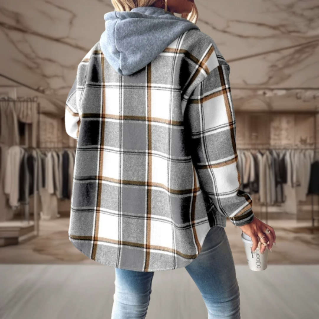 Women’s Hooded Plaid Shacket | Lydia