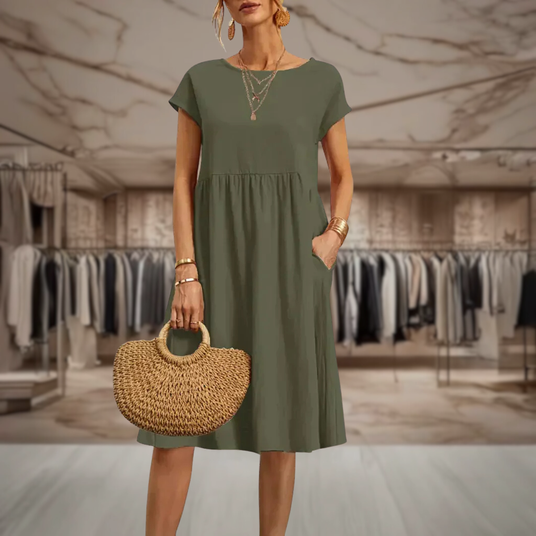 Women’s Linen Empire Waist Midi Dress | Megan